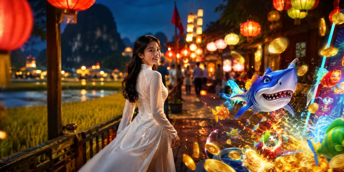 Khung cảnh thiên nhiên cùng cá và áo dài Ninh Bình